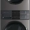 Stacked Washer and Gas Dryer Laundry Tower in Titanium with SmartBoost