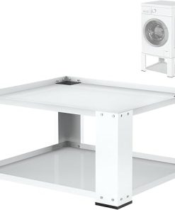 Washer and Dryer Stand Fit 27 and 28 Inch – Laundry Pedestal for Washer and Dryer Heavy Duty Steel 700lbs Capacity Universal Washing Machine Raiser 15.7” Height White