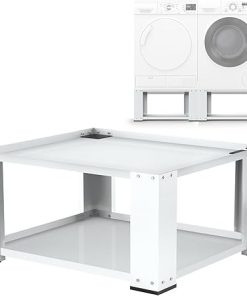 Laundry Pedestal for Washer and Dryer – Fit 27 and 28 Inch Washer and Dryer Stand Heavy Duty Steel 700lbs Capacity Universal Washing Machine Raiser 15.7” Height White