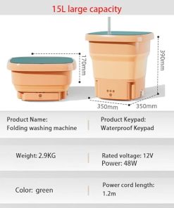 Compact 15L Portable Washing Machine for Travel and Small Items 2