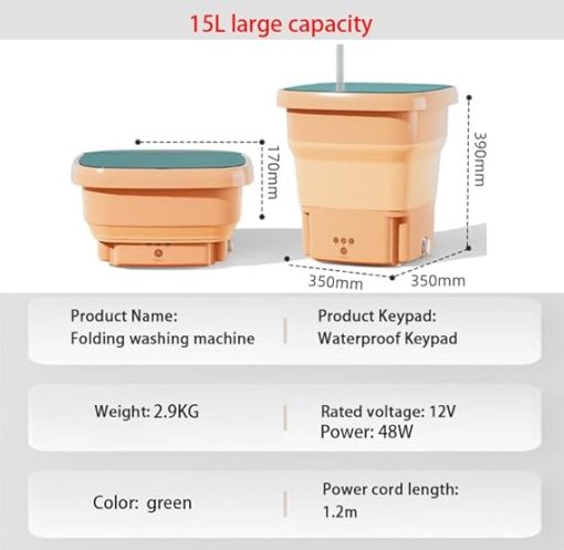 Compact 15L Portable Washing Machine for Travel and Small Items - Image 2