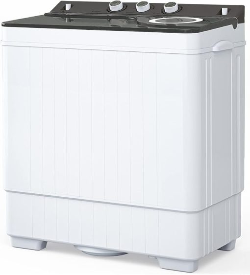 Compact Twin Tub Washing Machine with Built-in Drain Pump 26Lbs - Image 2