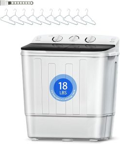 Compact Semi-Automatic Twin Tub Washer 18lbs Ideal for Small Spaces