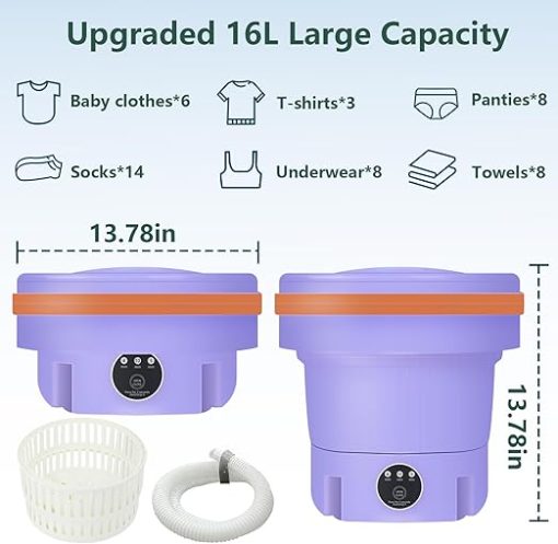 Portable 16L Foldable Washing Machine for Mini Laundry Needs - Image 2
