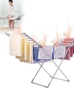 Portable Electric Heated Drying Rack for Clothes with Wings White