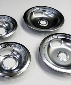 Chrome Replacement Drip Bowl Set W10196406 W10196405 for Whirlpool 2
