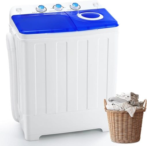 Compact Twin Tub Portable Washing Machine 28lbs with Drain Pump