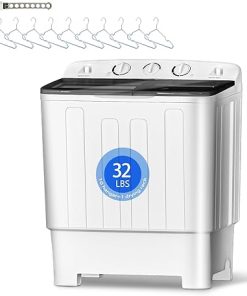 Compact Mini Twin Tub Washer with Drying Rack and 10 Hangers