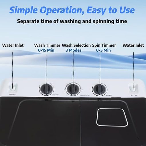 Compact 30Lbs Portable Washing Machine Twin Tub Washer Dryer Combo - Image 2