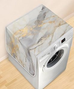 Marble Pattern Washer and Dryer Covers with Storage Pockets