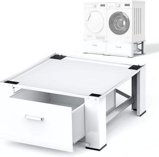 28 Inch Washer and Dryer Stand Laundry Pedestal Elevation White