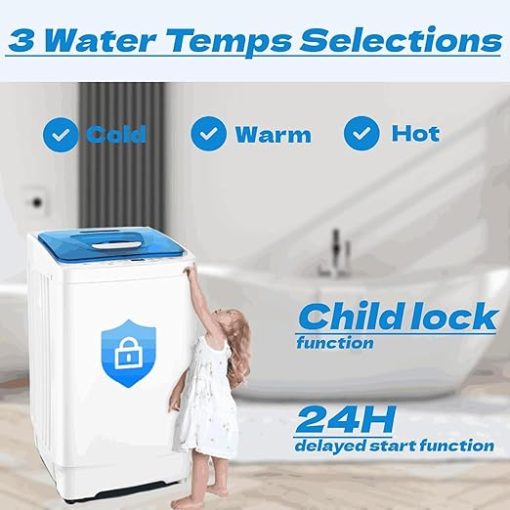 Nictemaw MB005572_BL Portable Washing Machine 17.8 lbs Blue White - Image 2