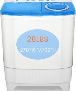 Compact Twin Tub Washing Machine 28Lbs Semi-Automatic for Apartments