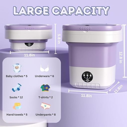 Portable 12L Folding Washing Machine with 3 Modes for Small Clothes - Image 2