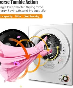 COSTWAY 110V Electric Portable Clothes Dryer Stainless Steel Tub White 2
