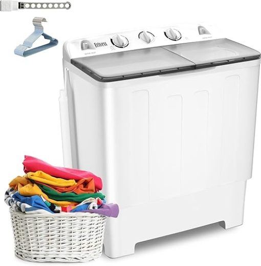 Compact Mini Twin Tub 32 lbs Washing Machine with Drying Rack and Hangers