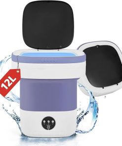 Portable Washing Machine, Portable Washer to Wash Your Small Clothes, Underwear, Children’s Clothes, Pet Clothes, Mini Washing Machine Can Be Folded and Taken to Travel Camping (Purple, 12L)