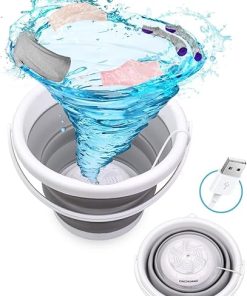 Compact Portable Washing Machine with Foldable Bucket for Travel 2