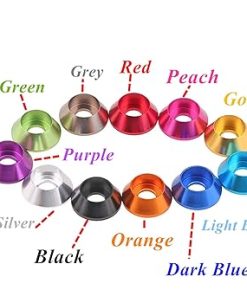 Flat Washers, M2 M2.5 M3 M4 M5 M6 Anodized Aluminum Washer for Hex Socket Head Screw Bolt Washers Gasket, Corrosion and Rust Resistance (Color : Pink, Size : M5 5pcs) (Color : Nero, S (Color : Light 2