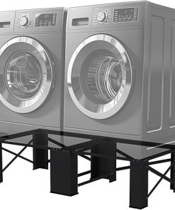 2 in 1 Washer Dryer Pedestals 29 Inch Compatible Steel Stand Black