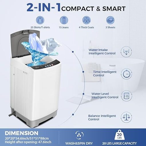 Nictemaw 20Lbs Portable Washing Machine Compact 10 Programs RV Apartment - Image 2
