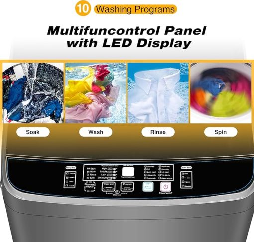 Portable Washing Machine 25 lbs LED Display Full Automatic Washer - Image 2