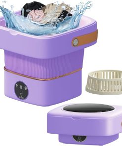 Portable Washing Machine, Foldable Mini Washer with 3 Modes, Compact Clothes Laundry Machine for Underwear, Baby Clothes, Apartments, Camping, Travel(Purple)