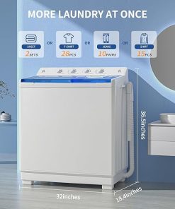 Compact Twin Tub Washing Machine 40 lbs with Built-in Drain Pump 2