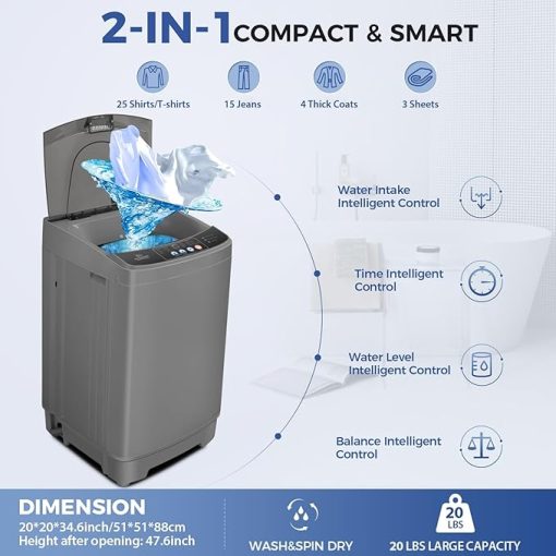 Nictemaw Full-Automatic Portable Washing Machine 20Lbs Capacity - Image 2