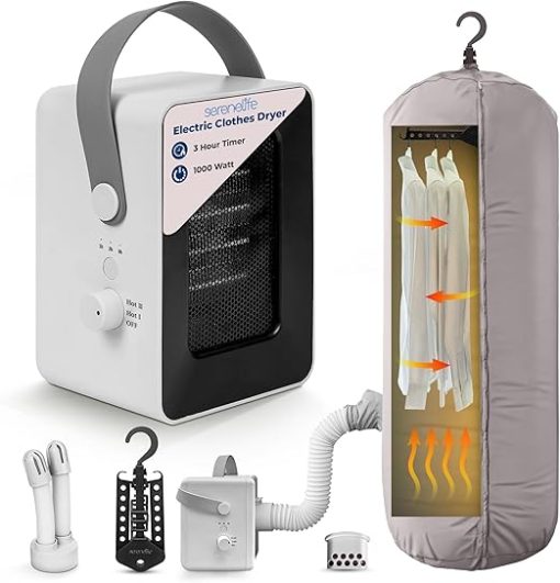 SereneLife Electric Portable Clothes Dryer and Mini Heater 1000W - Image 2