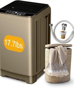 Gold Portable Washer for Apartment 17.7lbs Full-Automatic 10 Programs
