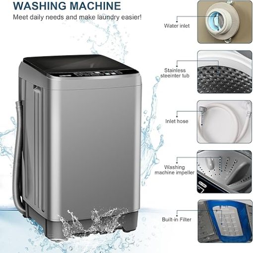 25 lb Portable Washing Machine with LED Display and 10 Programs - Image 2