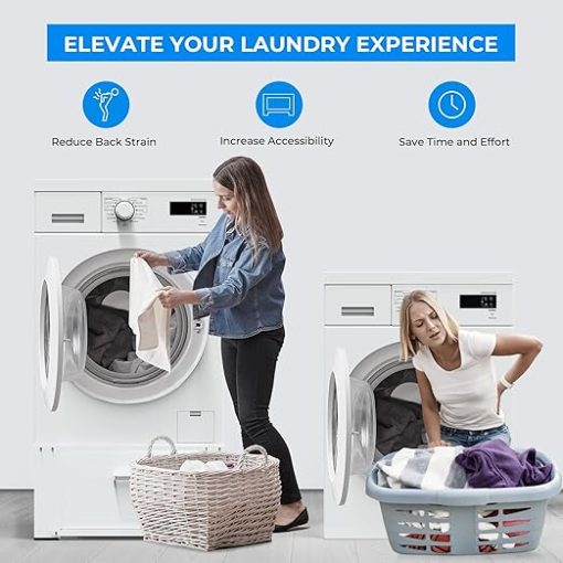 28 Inch Washer and Dryer Stand Laundry Pedestal Elevation White - Image 2