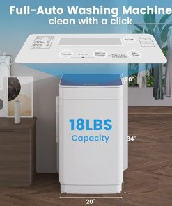 Portable 18lbs Fully Automatic Washing Machine with Stainless Steel Tub 2