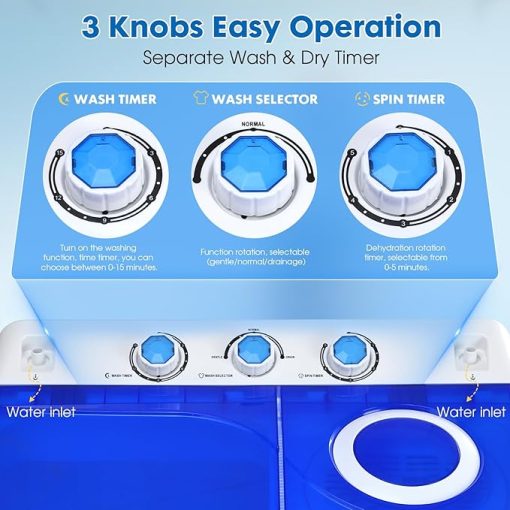 Compact Twin Tub Portable Washing Machine 28lbs with Drain Pump - Image 2