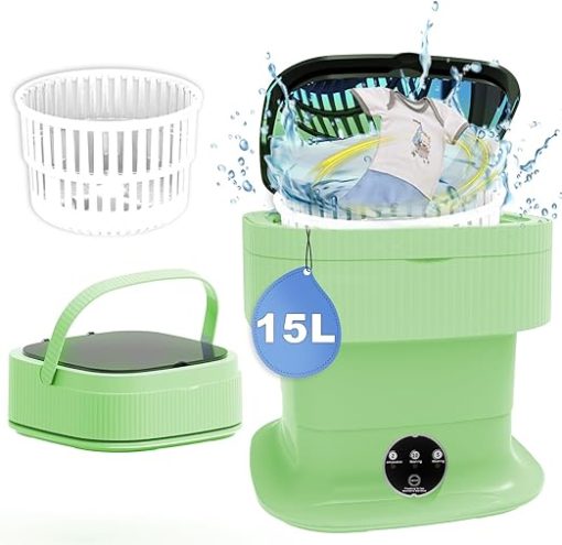 Portable 15L Mini Washer Dryer, Foldable Travel Laundry Machine