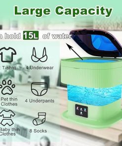 Portable Mini Washing Machine 15L Compact Washer for Travel Dorm RV 2