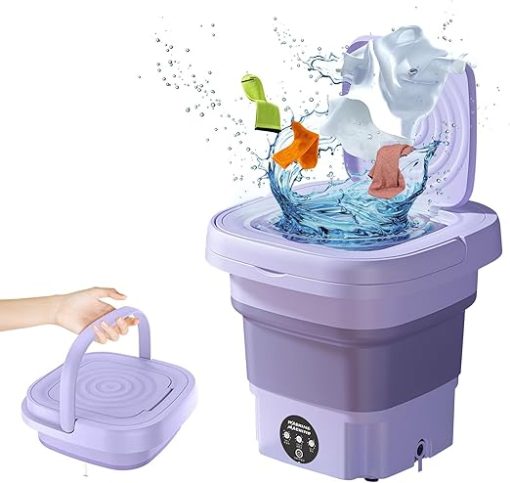 Portable 8L Mini Washer with Detachable Drain Basket for Travel - Image 2