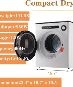 110V 11lbs Portable Clothes Dryer 950W Compact Laundry Machine White 2