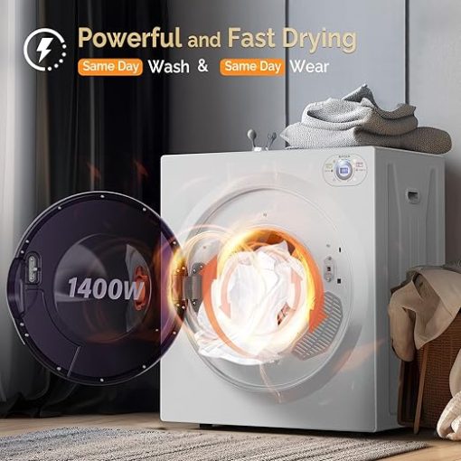 ROVSUN 2.6 Cu Ft Portable Clothes Dryer 1400W Fast Drying Front Load - Image 2