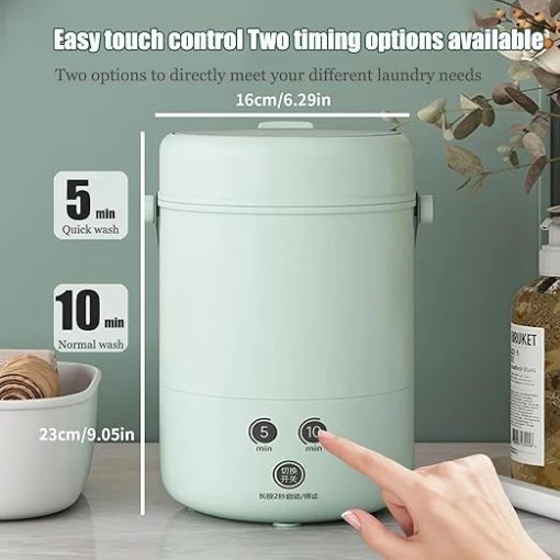 Portable Mini Washing Machine for Socks and Underwear - Green - Image 2