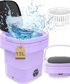 Portable 15L Mini Washing Machine with Spin Dryer and Basket
