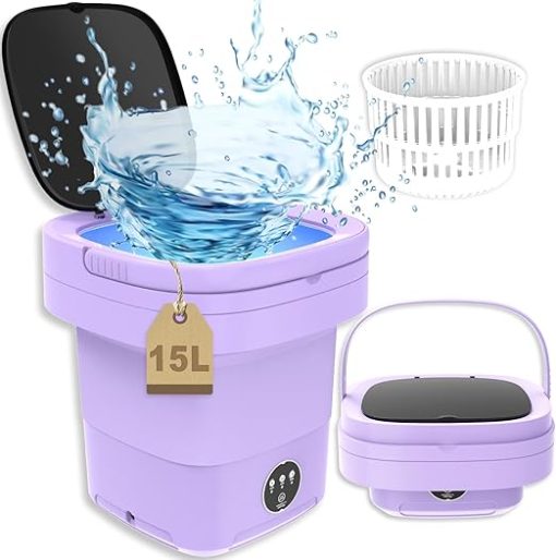 Portable 15L Mini Washing Machine with Spin Dryer and Basket