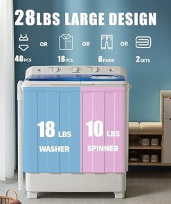 Compact Twin Tub Washing Machine 28lbs Washer 10lbs Spinner for Apartments 2