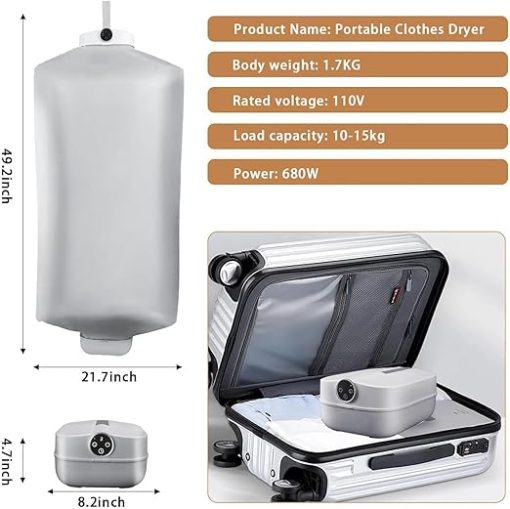 Portable Clothes Dryer for Apartments and Travel with Timer Function - Image 2