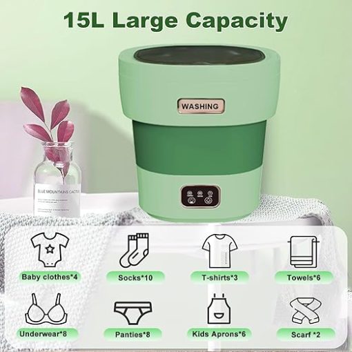 Portable 15L Mini Folding Washing Machine for Travel and Home - Image 2