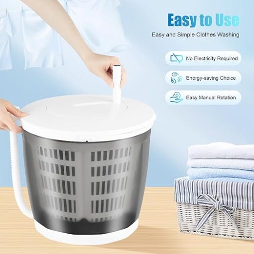 Compact Manual Washing Machine, Hand Crank Clothes Dryer for Camping - Image 2