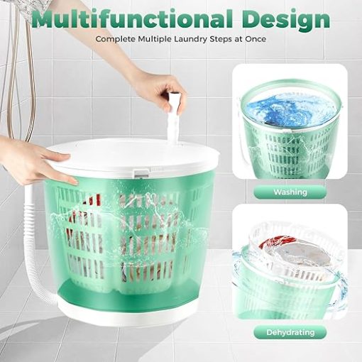 Portable Mini Washer and Spin Dryer Manual Non-Electric Green 2 in 1 - Image 2