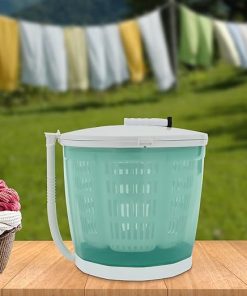 Compact Mini Manual Washing Machine with Spin Dryer in Green 2