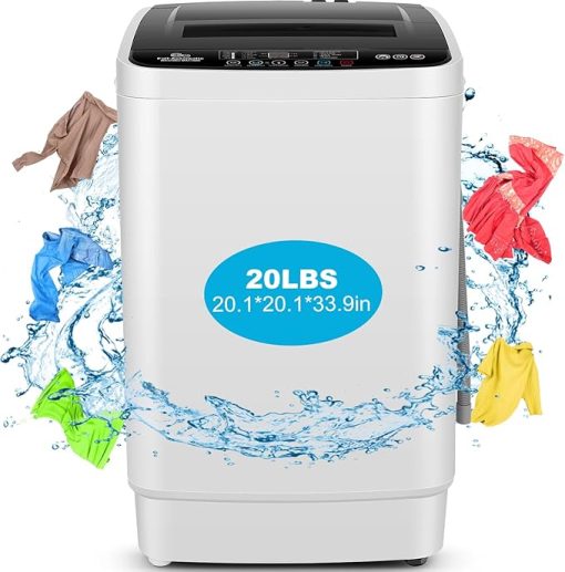 Compact Washer 2.8Cu.ft 20Lbs Capacity with Drain Pump for RV Dorms